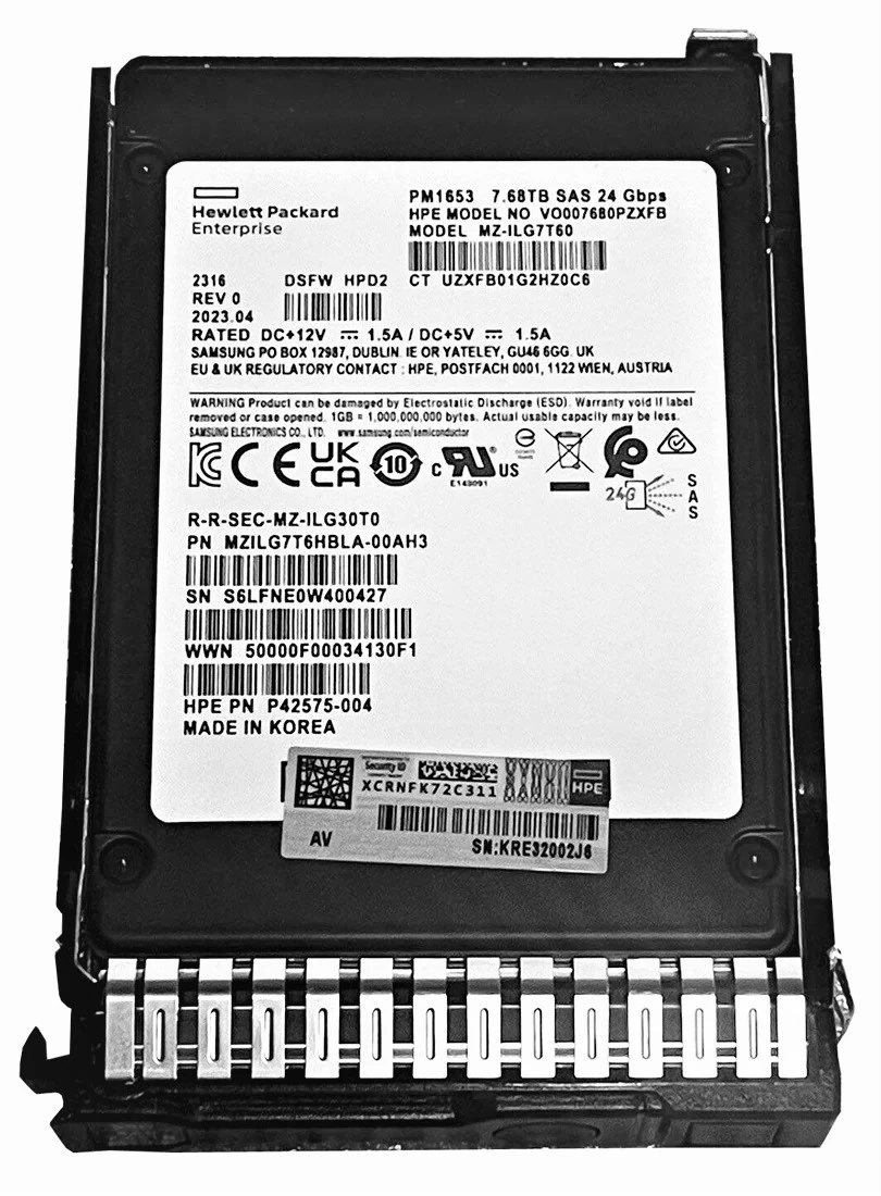 HPE VO007680PZXFB 7.68TB SAS 12G 2.5 Inch Sff RI Solid State Drive