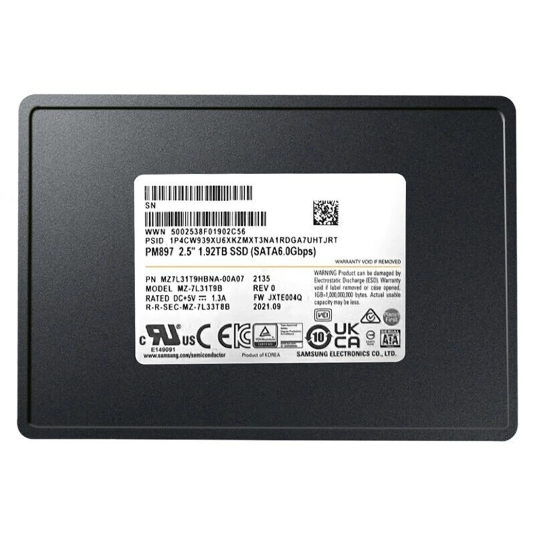 Samsung PM897 MZ-7L31T9B SSD 1.92 TB SATA 6Gb/s Refurbished