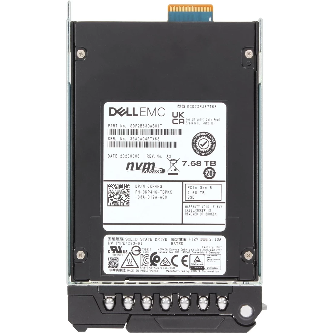 Dell KP4HG 7.68TB TLC PCIe 5.0 NVMe E3.S Read Intensive SSD