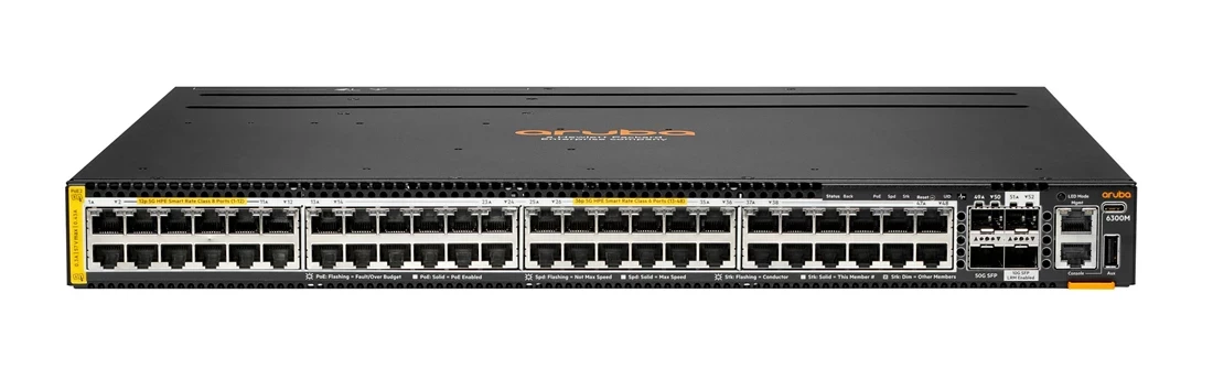 HPE R8S91A Aruba CX 6300M 12p CL8 PoE 36p CL6 PoE SR 1G/2.5G/5G 2p 50G 2p 10G Switch ReNew