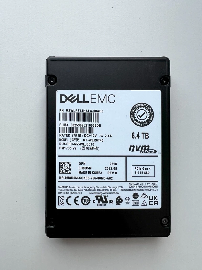 Samsung PM1735 MZWLR6T4HALA-00AD3 SSD 6.4 TB Pci Express 4.0 x8 (NVMe) DELL OEM Brand New