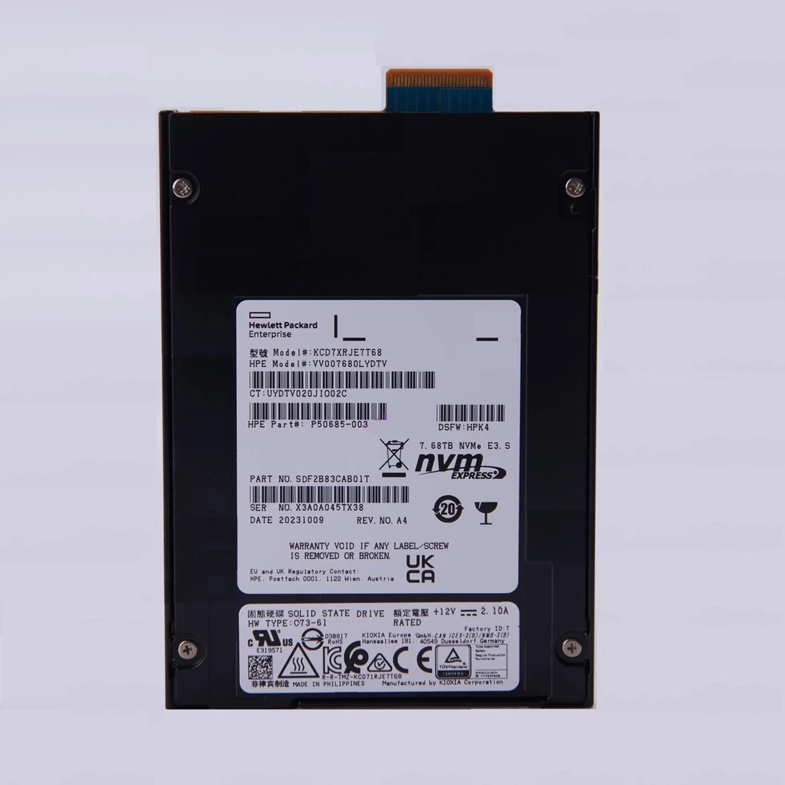 Kioxia KCD7XRJE7T68 CD7-R 7.68TB Read Intensive PCIe NVMe SSD HPE OEM