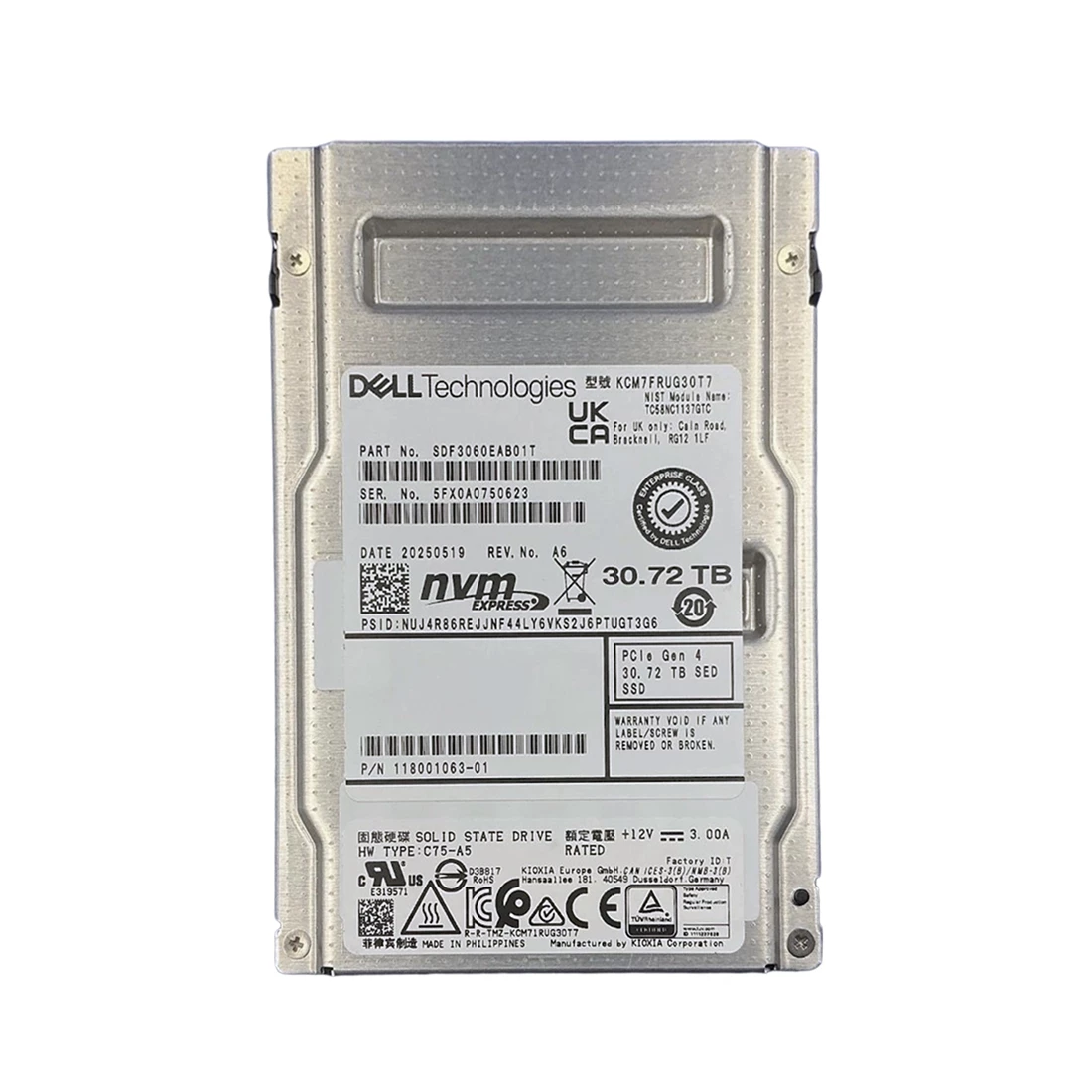 EMC 118001063-01 30.72TB NVMe PCIe Gen4 U3  Enterprise SSD