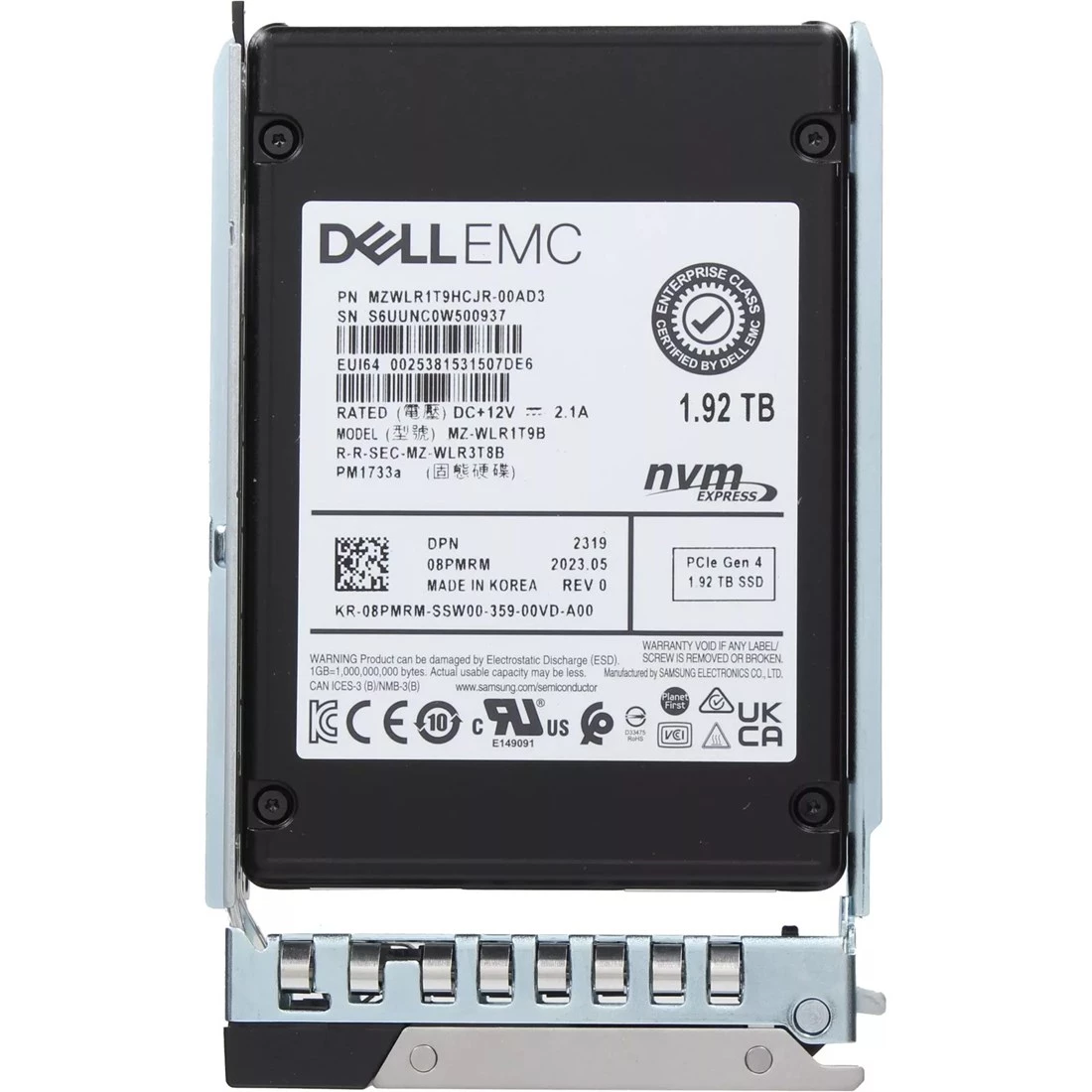 Dell 8PMRM 1.92TB PCIe Gen4 NVMe Read Intensive TLC 2.5Inch SSD Ref
