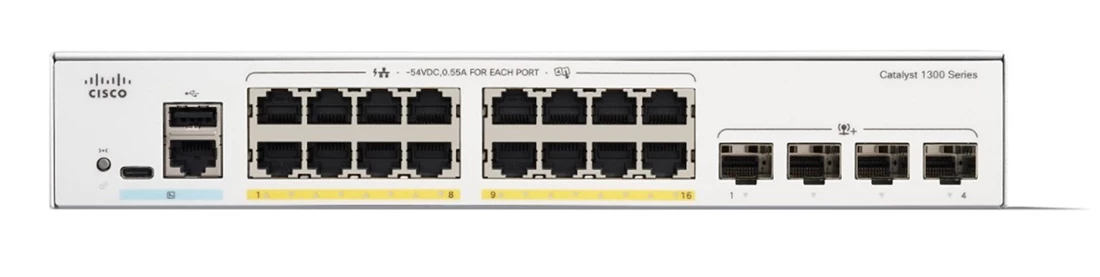 Cisco C1300-16T-2G 16-Port GE Full PoE for Catalyst 1300 Refurbished
