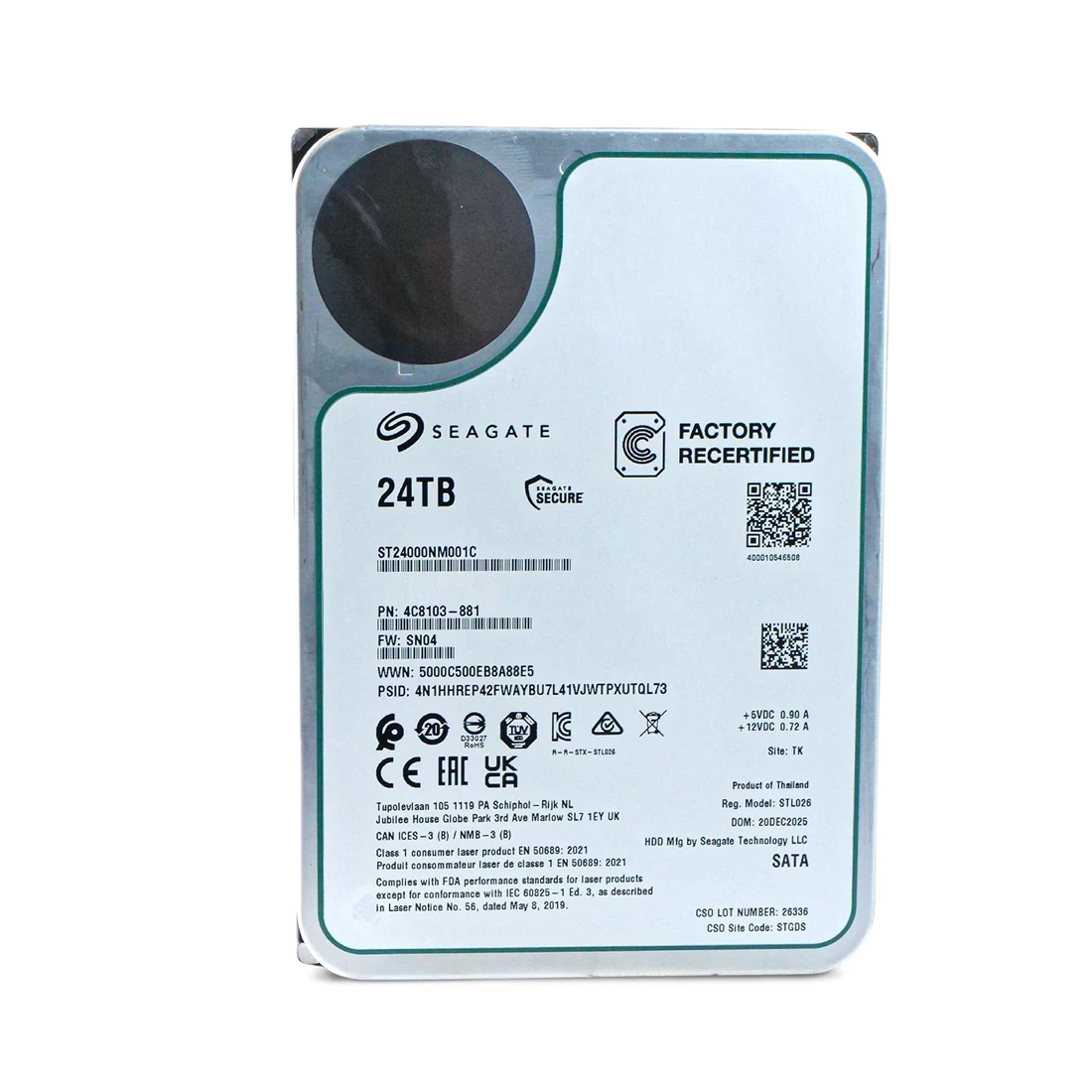 Seagate ST24000NM001C Exos X24 24TB SATA 6Gb/s 512e 512MB Buffer 3.5inch Hard Disk drive