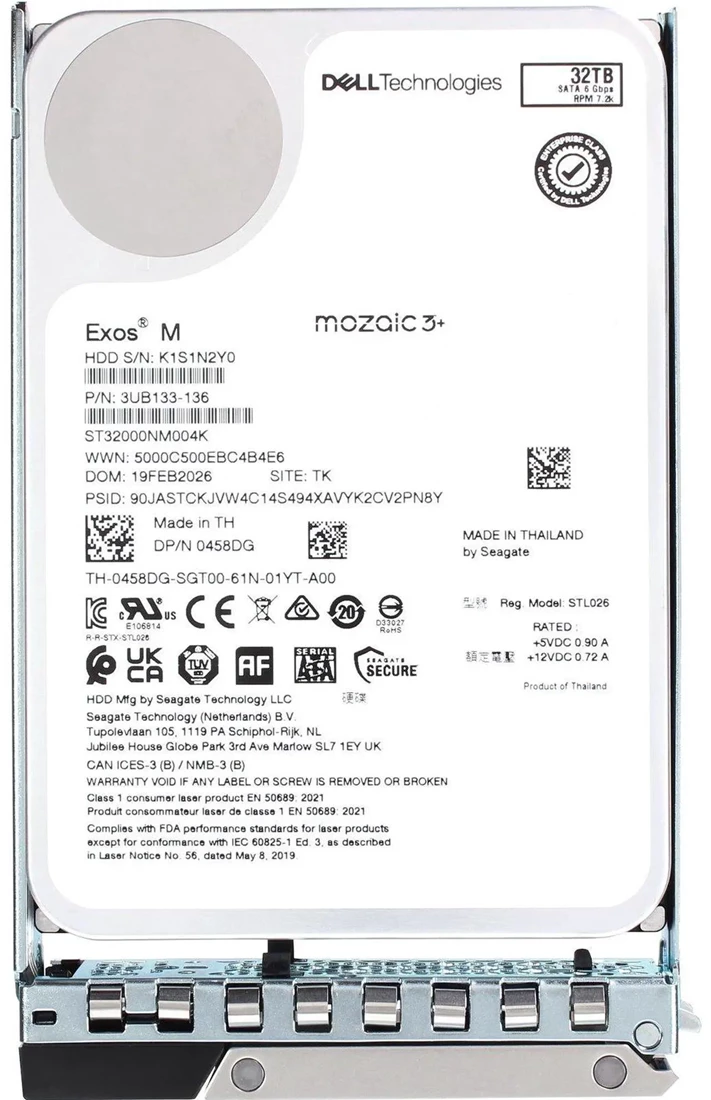 Dell 458DG 32TB 7.2K SATA 6Gbps 512e 512MB 3.5inch Hot-Plug Hard Drive With Tray