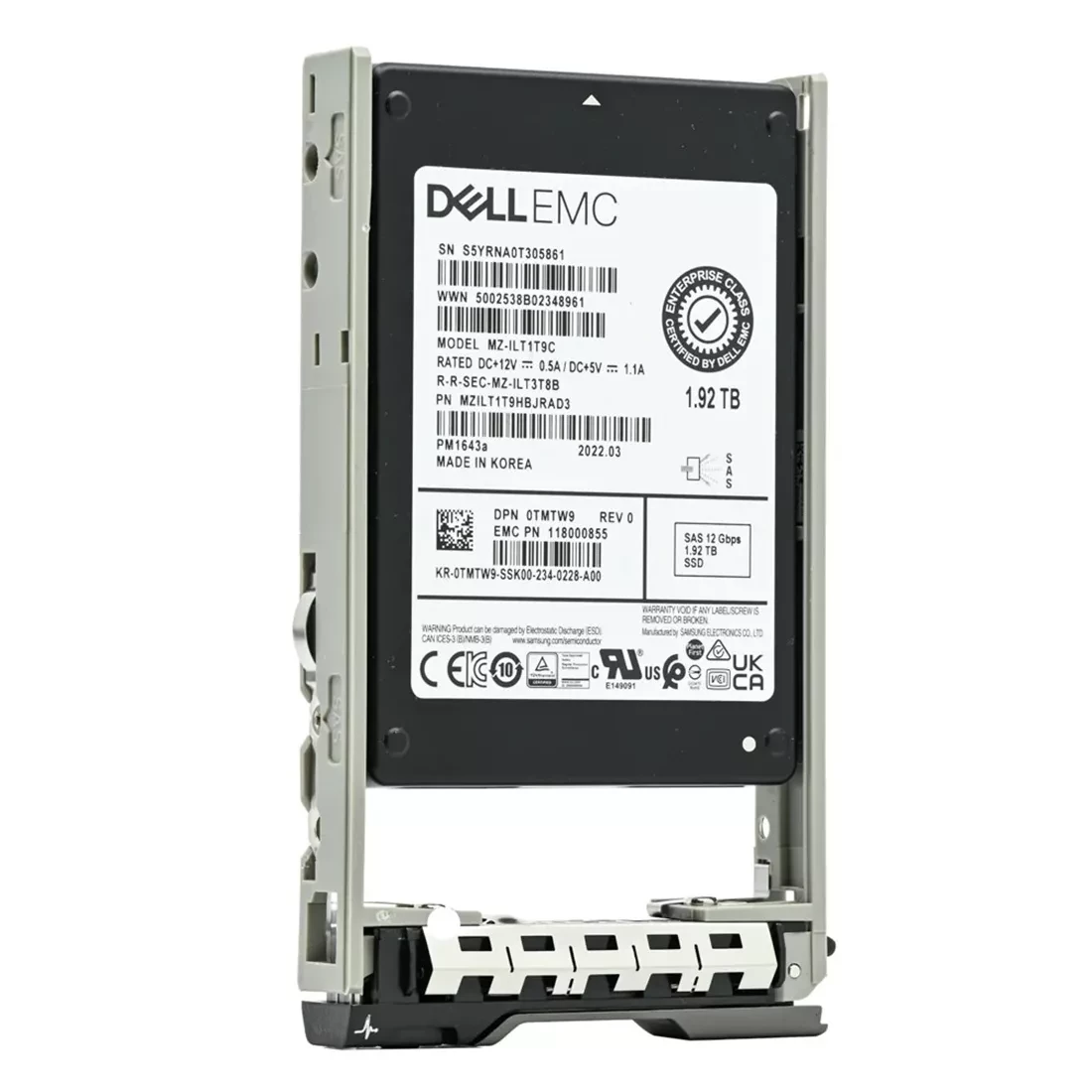 Dell TMTW9 1.92TB SAS 12Gbps Read Intensive 1DWPD 2.5Inch SSD 13G Ref