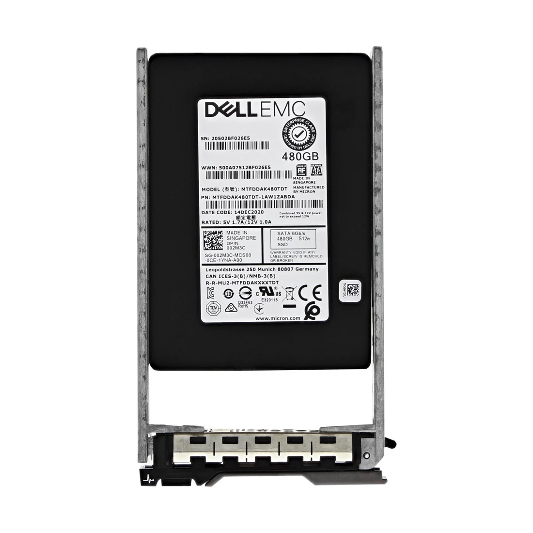Dell 02M3C 480GB SATA-6Gbps Mixed Use 3 DWPD 2.5 Inch Hot Plug SSD 13G kit New