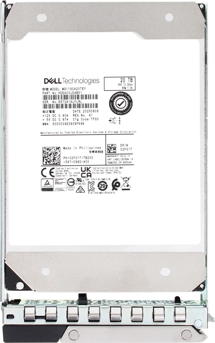 Dell 2FX1T 20TB 7.2K SAS ISE 12Gbps Hot-Plug Hard Drive