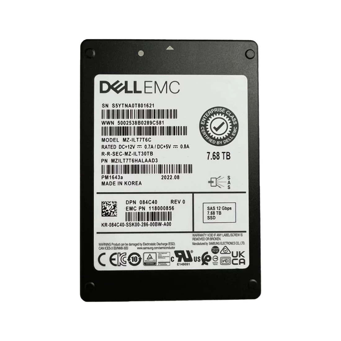 EMC 118000856 Read Intensive SSD 7.68 TB SAS 12Gb/s SSD
