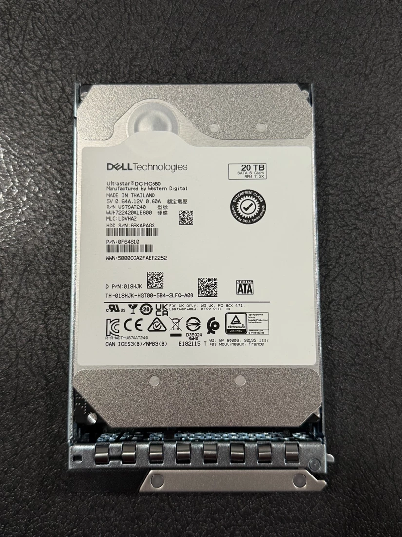 Dell 18HJK 20TB HDD SATA ISE 6Gbps 7.2K 512e Hot-Plug Drive