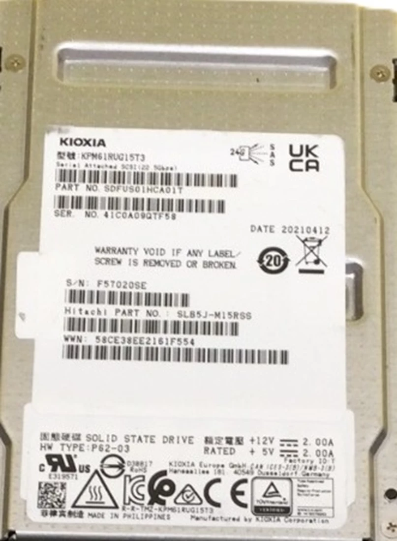 Hitachi B5J-M15RSS PM6-R Series 15.36TB Read Intensive SAS-24Gbps 2.5Inch SSD Refurbished