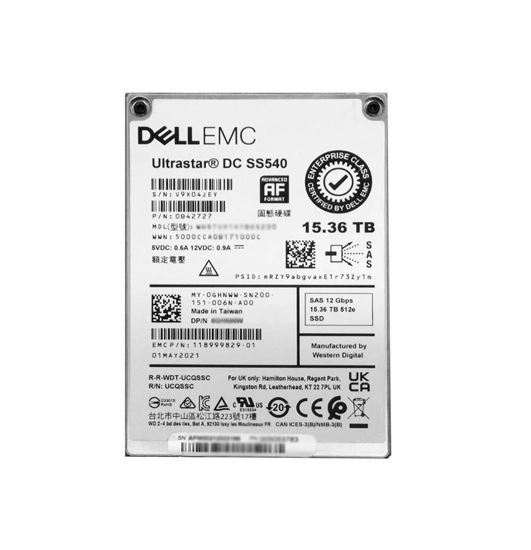 EMC 118999829-01 15.36TB Read Intensive 1 DWPD SAS-12Gbps 2.5 Inch SSD