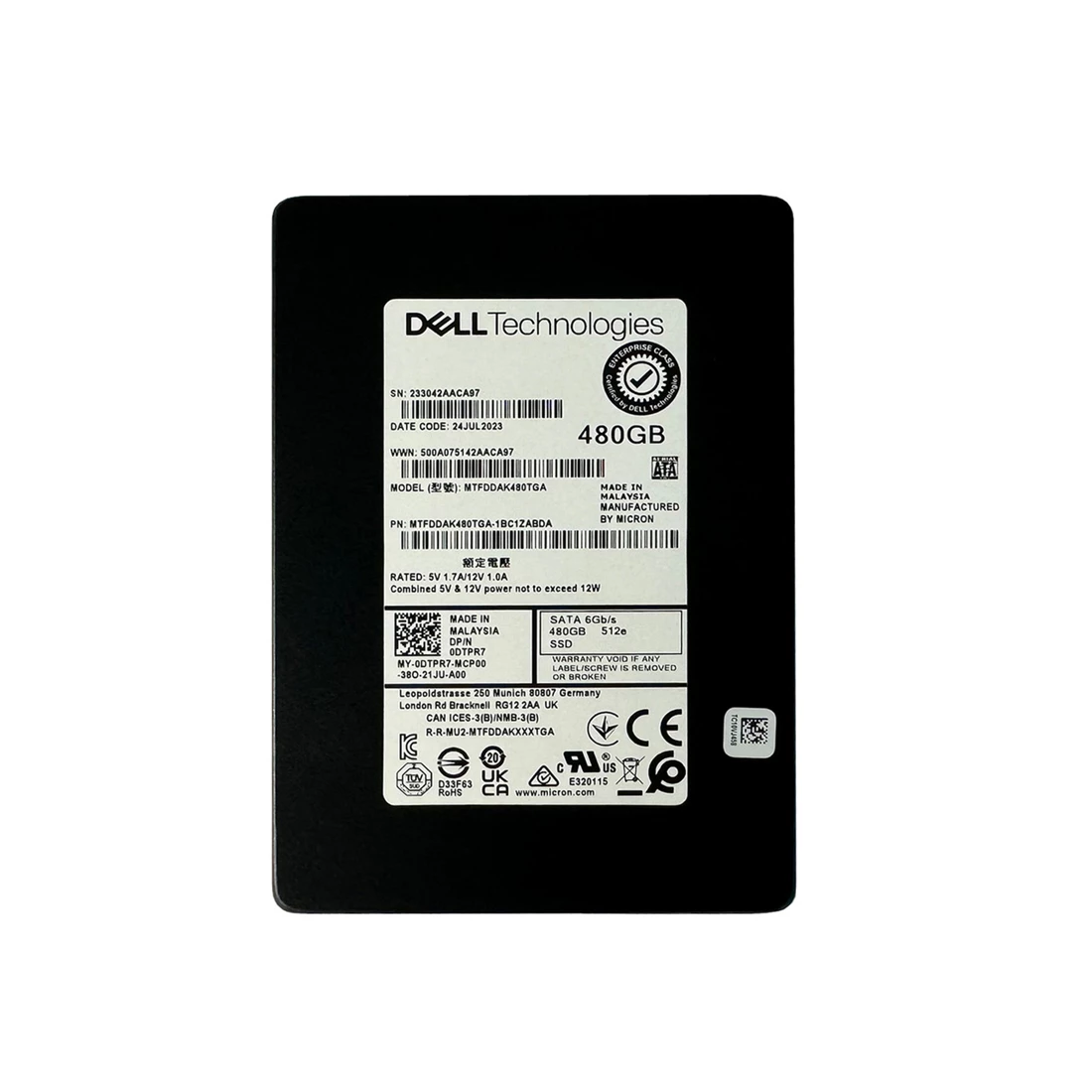 Micron 5400 Pro MTFDDAK480TGA-1BC1ZABDA SSD 480 GB SATA 6Gb/s DELL OEM Brand New