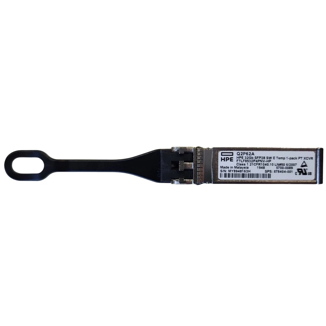 HPE Q2P62A 32GB SFP28 Short Wave Extended Temperature 1-Pack Pull Tab Optical Transceiver Used