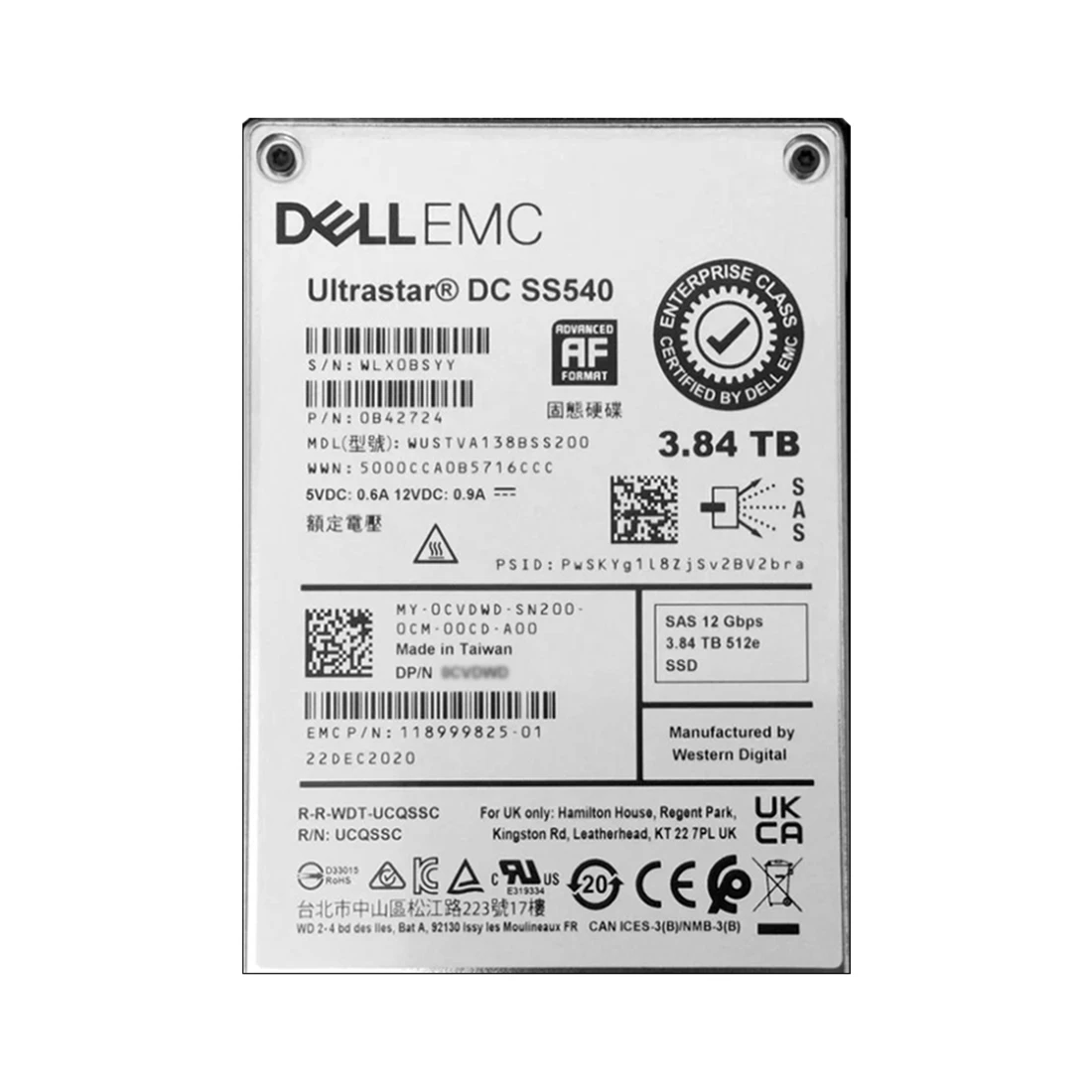 EMC 118999825-01 3.84TB SAS 12Gb/s Read Intensive 2.5in SSD Refurbished