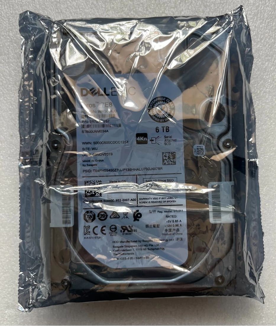 Dell RNNH8 6TB 7.2K SED SAS 12Gbps 4Kn 3.5in Hard Drive