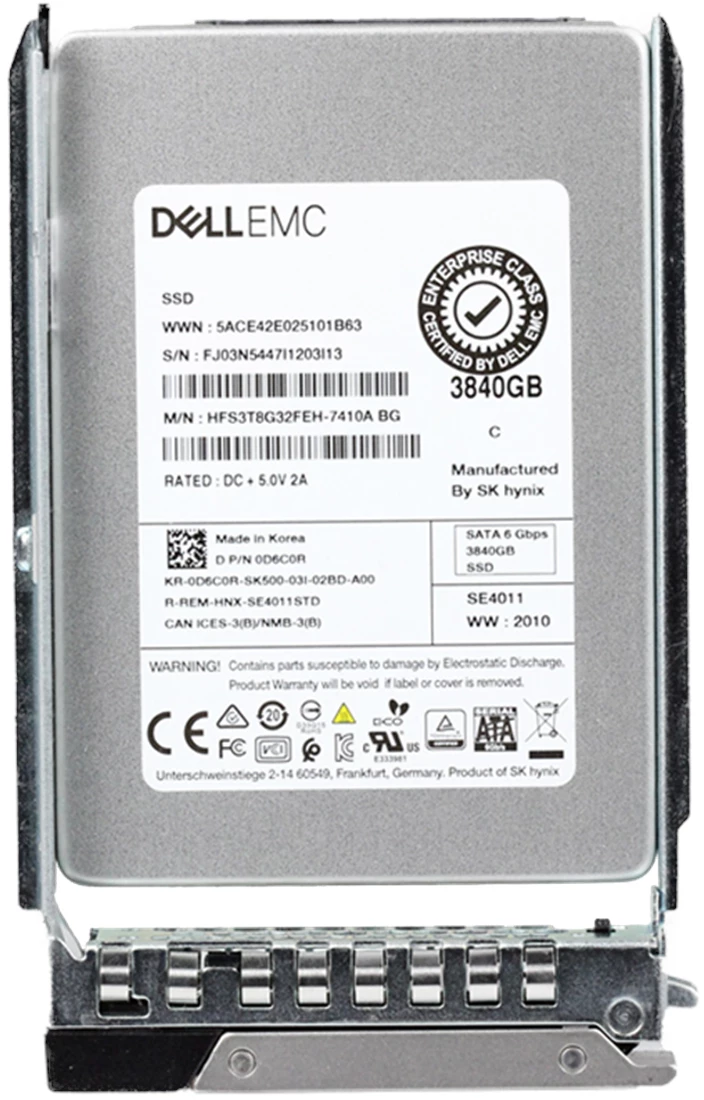 Dell D6C0R 3.84TB SATA RI 6Gbps TLC 2.5in Solid State Drive
