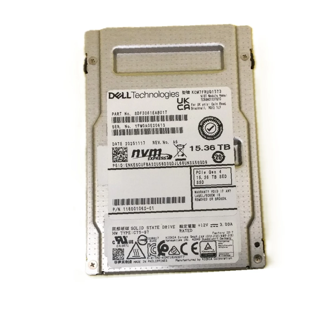 EMC 118001062-01 Read Intensive SSD 15.36 TB PCIe 4.0 X4 (NVMe) DELL OEM Refurbished