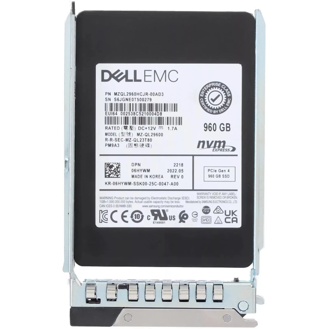 Dell 6HYWM 960GB PCIe Gen4 NVMe U.2 2.5" RI SSD 