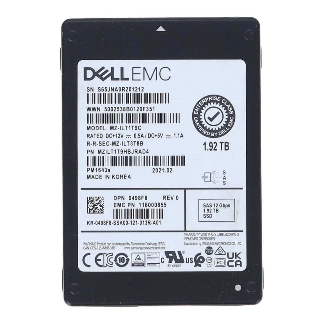 Samsung PM1643a MZILT1T9HBJRAD4 SSD 1.92 TB SAS 12Gb/s DELL OEM Brand New