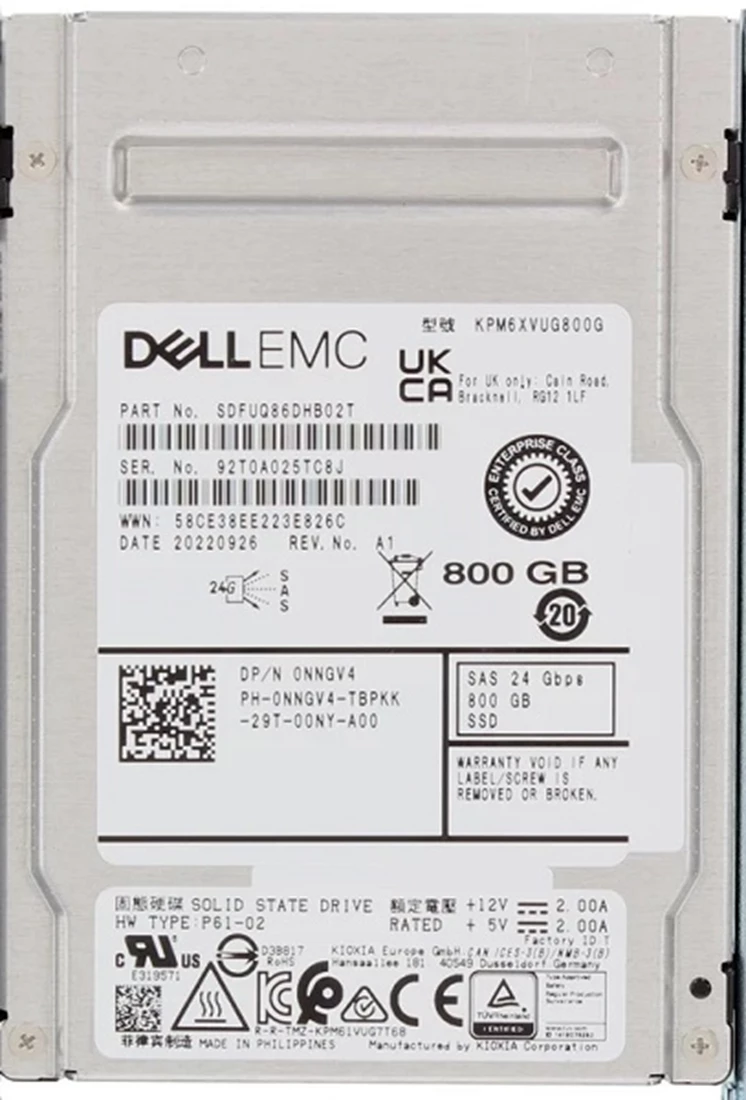 Kioxia KPM6XVUG800G 800GB SAS 24G PM6 Series WI TLC 2.5" SSD-New