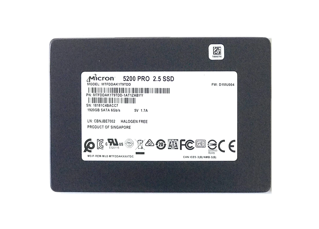 Micron 5200 Pro MTFDDAK1T9TDD-1AT1ZABYY Read Intensive SSD 1.92 TB SATA 6Gb/s Refurbished