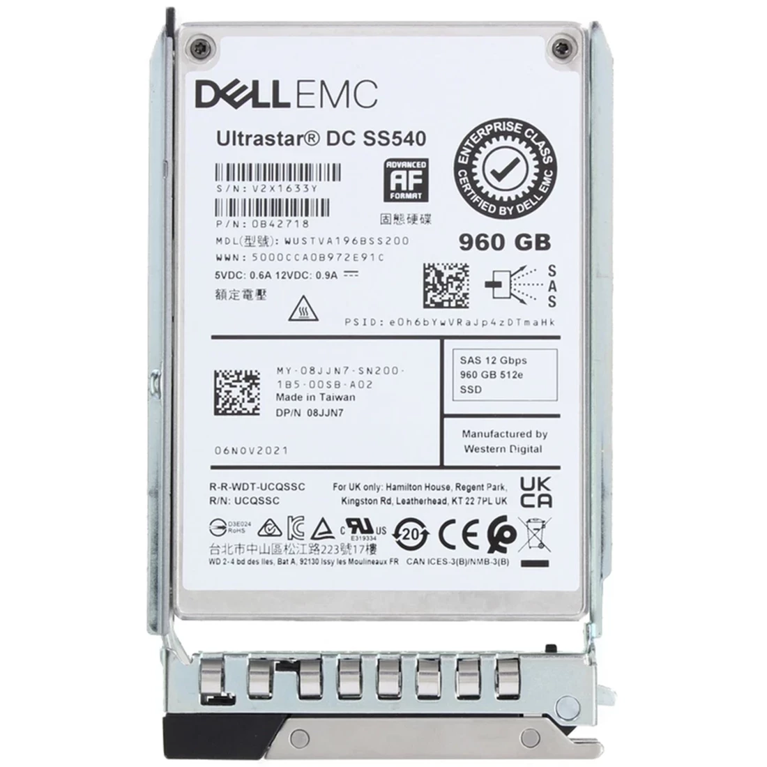 Dell 8JJN7 960GB SSD SAS Read Intensive 12Gbps Hot-Plug Drive