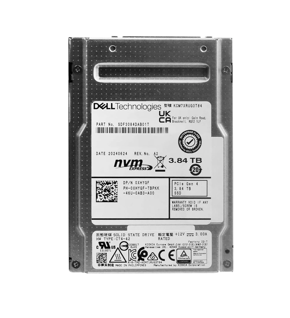 Kioxia CM7-R SDF3084DAB01T Read Intensive SSD 3.84 TB U.2 PCI Express 5.0 (NVMe) DELL OEM Refurbished