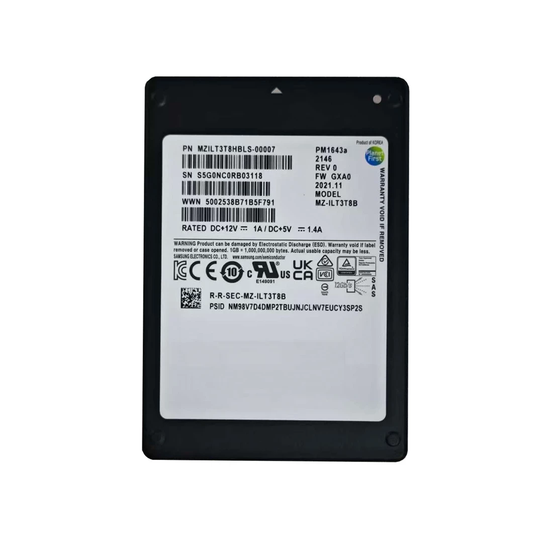 Samsung MZ-ILT3T8B PM1643A 3.84TB 2.5inch SAS-12Gbps SSD