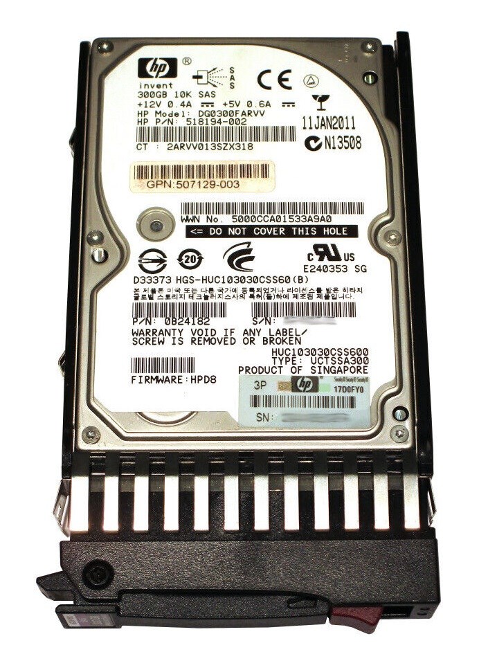 HP EG0300FBLSE Dual Port 300GB 10k 6G Sff SAS Ent Hdd