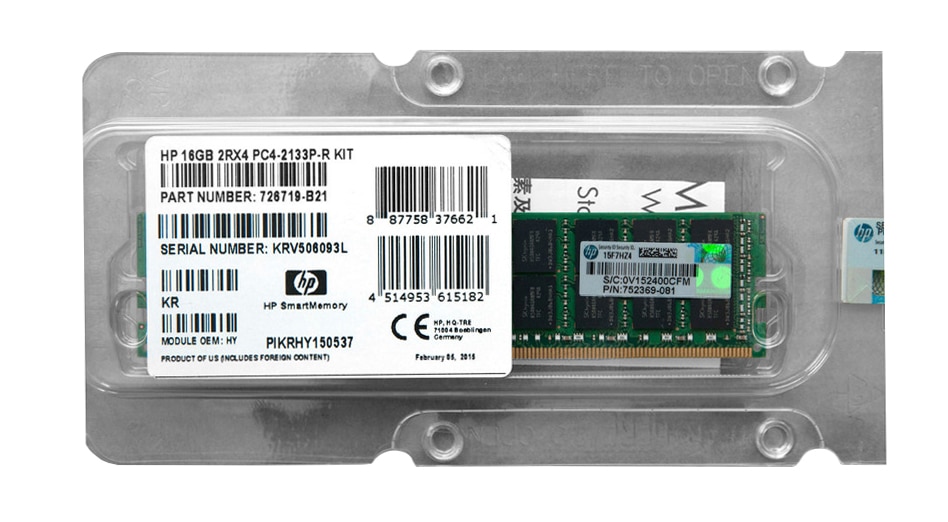 HP 752369-081 16GB PC4-17000 DDR4-2133MHZ MEMORY MODULE 774172-001 726719-B21