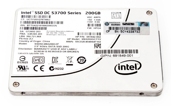 Intel SSD DC S3700 200GB 2.5 SATA 6G MLC Enterprise SSDSC2BA200G3P 691842-002 HP