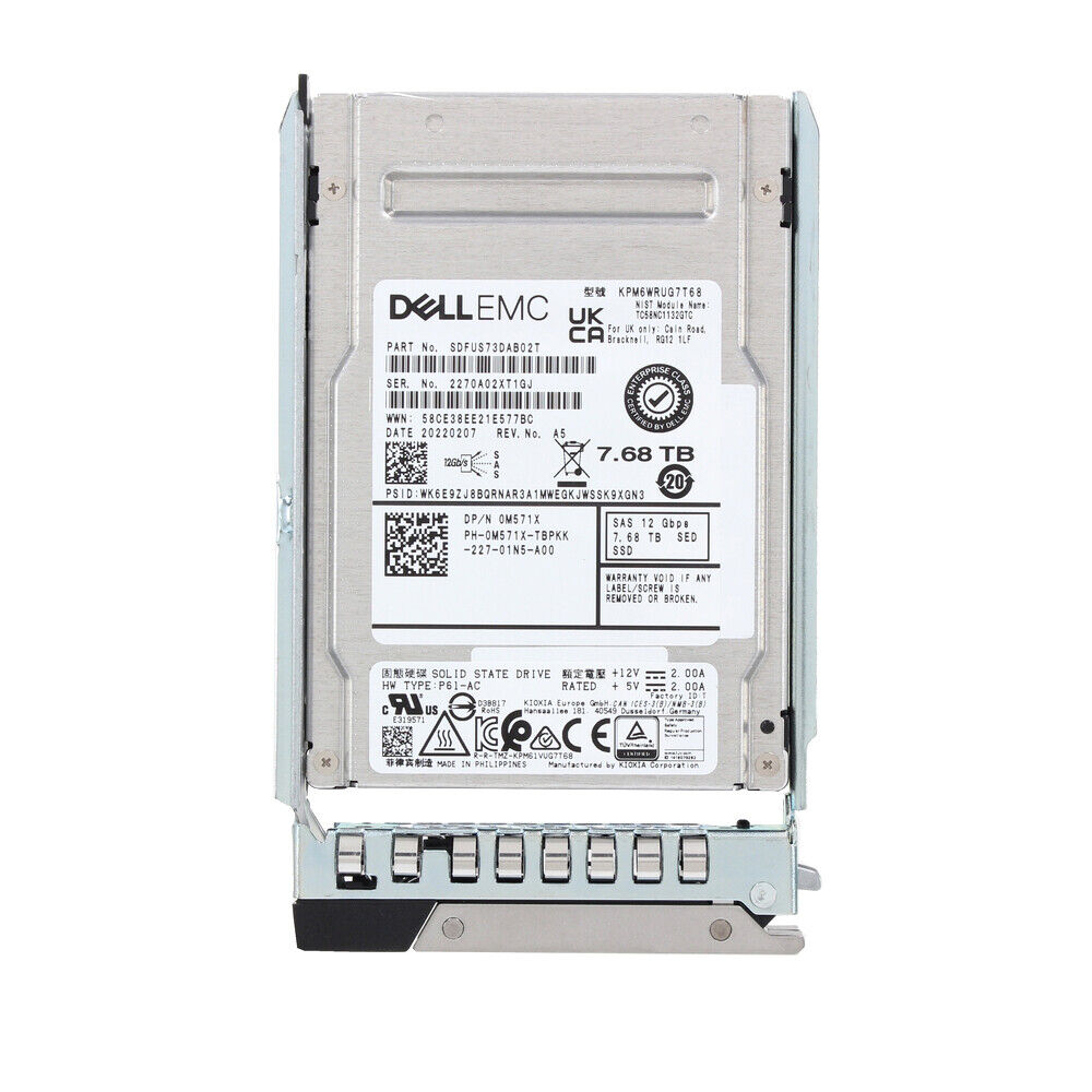 EMC D3F-2SFXL2-7680 7.68TB Sas-12Gbps 2.5Inch SSD