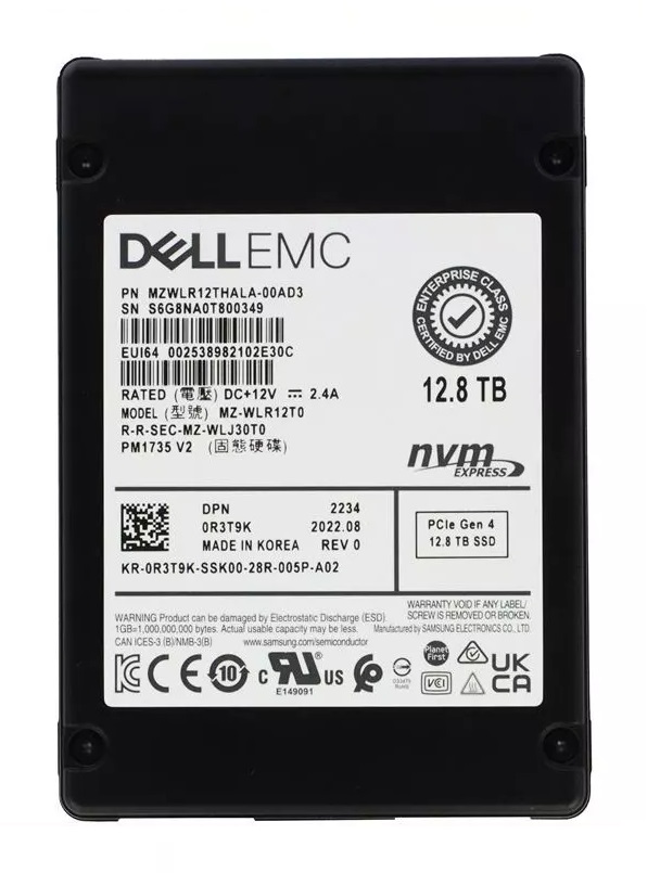 KIOXIA KCMYXVUG12T8 12.8TB NVMe 2.0 2.5inch 15mm CM7-V 3DWPD