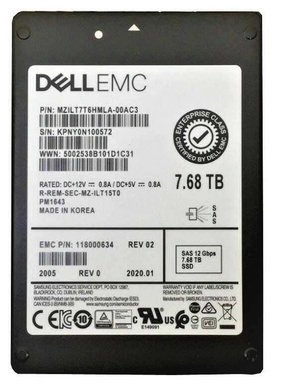 KIOXIA SDFUS83DAB02T 7.68TB Read Intensive SAS 12Gbps 512e