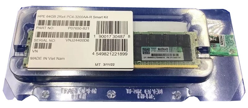 HPE P07650 B21 64GB PC4 25600 DDR4 3200MT s 2Rx4 ECC Memory Refurbished