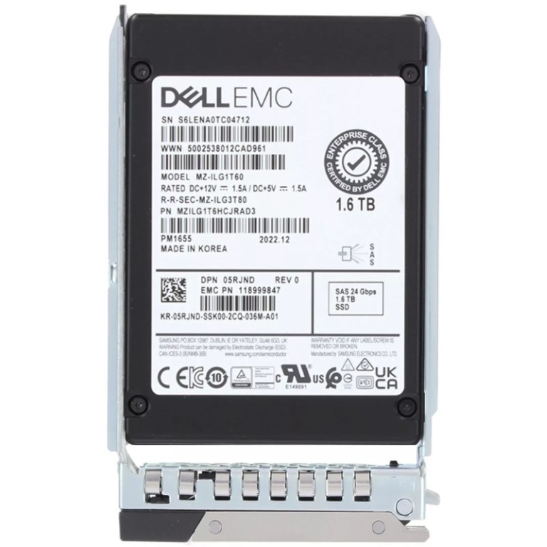 Dell 5RJND 1.6TB SAS 24Gbps Mixed Use 3DWPD 2.5-Inch SSD