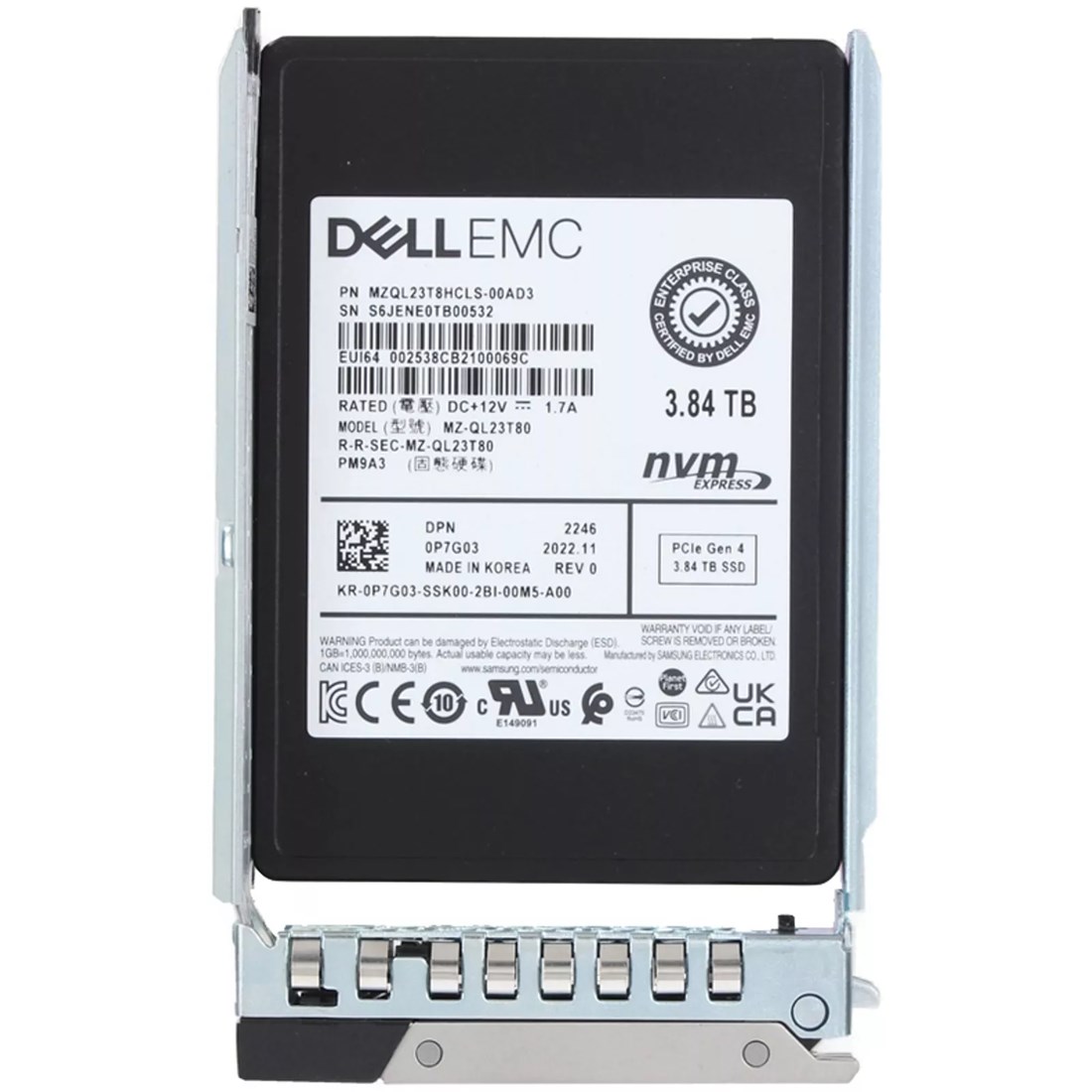 Dell P7G03 3.84TB PCIe Gen4 NVMe U.2 RI SSD