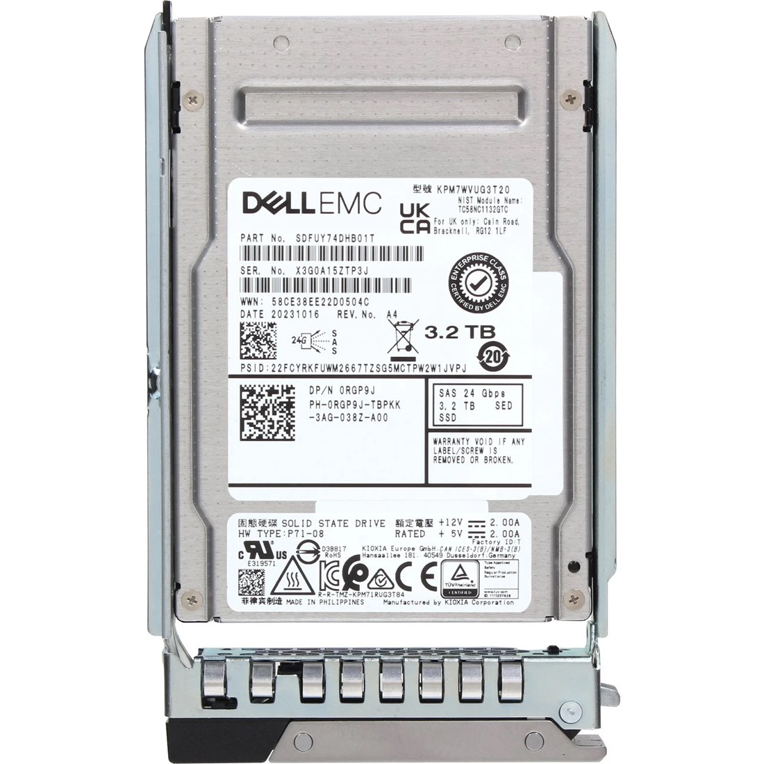 Dell RGP9J 3.2Tb SED SAS-24Gbps Mixed Use 3DWPD 2.5Inch SSD